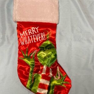 Grinch Red and White Christmas Stocking
